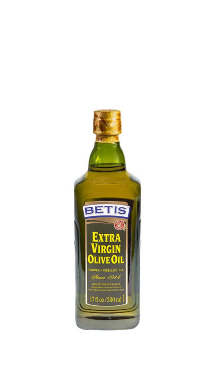 Caja de 12 botellas vidrio de 500 ml de aceite de oliva virgen extra BETIS